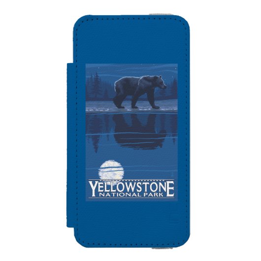 月光のくま-イエローストーン国立公園 INCIPIO iPhoneウォレットケース (フォリオ 正面)