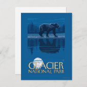 月光のくま-グレーシャー国立公園、MT ポストカード (正面/裏面)