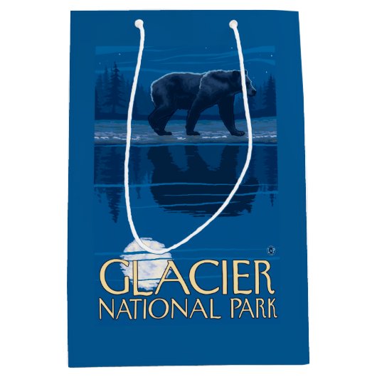 月光のくま-グレーシャー国立公園、MT ミディアムペーパーバッグ (正面)