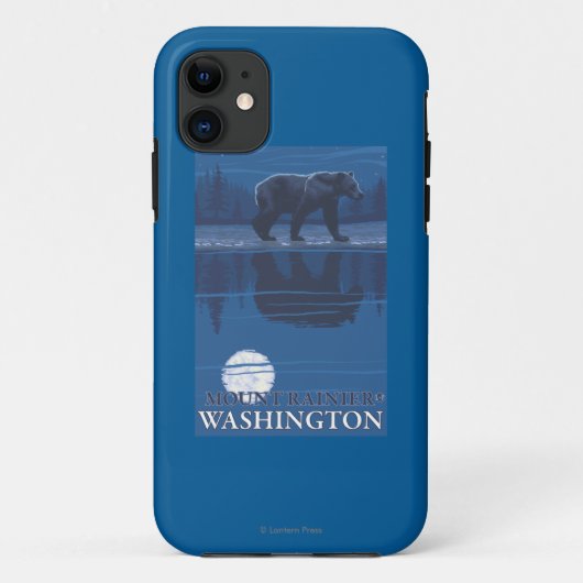 月光のくま-レーニア山、ワシントン州 Case-Mate iPhoneケース (裏面)