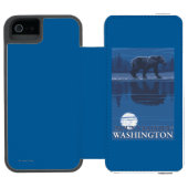 月光のくま-レーニア山、ワシントン州 INCIPIO iPhoneウォレットケース (フォリオオープン)