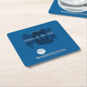 月光のくま-ワシントン州 スクエアペーパーコースター (アングル)