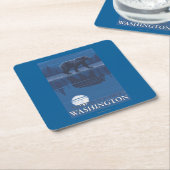 月光のくま-北の滝、ワシントン州 スクエアペーパーコースター (アングル)