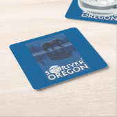 月光のくま-日曜日の川、オレゴン スクエアペーパーコースター (アングル)