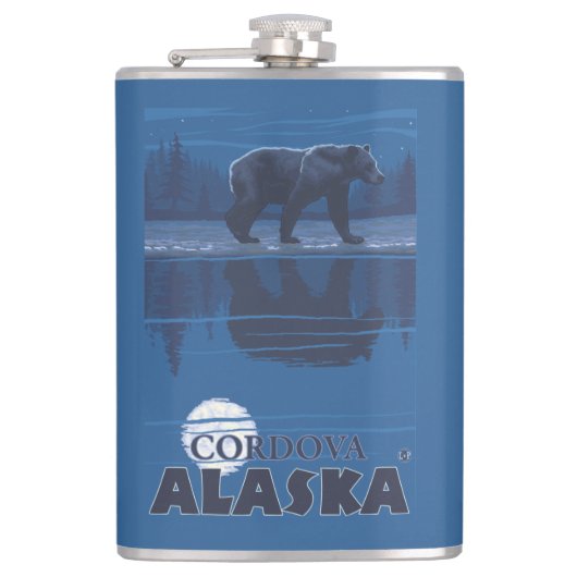 月光のくま- Cordova、アラスカ フラスク (正面)