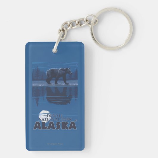 月光のくま- Denaliの国立公園、アラスカ キーホルダー (裏面)