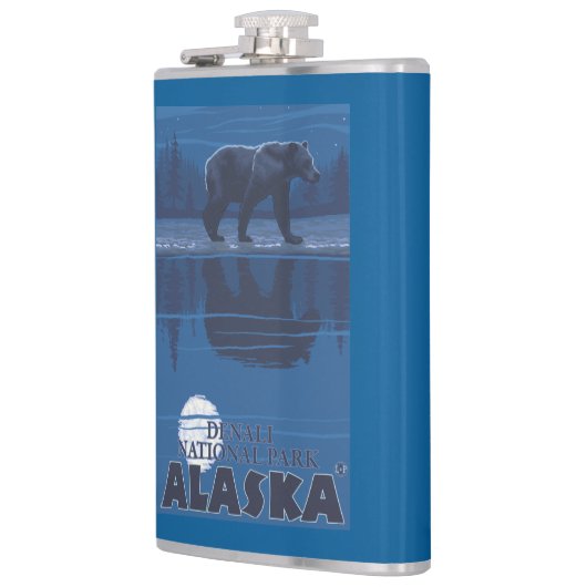 月光のくま- Denaliの国立公園、アラスカ フラスク (左)