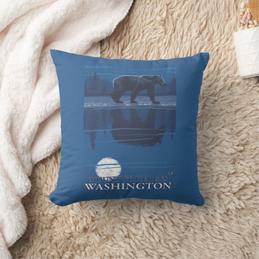 月光のくま- Mount Saint Helens、 クッション (ブランケット)