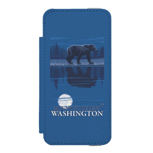 月光のくま- Mount Saint Helens、 Incipio iPhoneウォレットケース (フォリオ 正面)