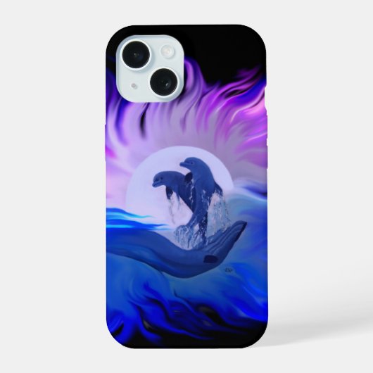 月光のイルカ iPhone 15ケース (裏面)