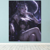 月光のエルフ女王 ダークファンタジーの肖像画 キャンバスプリント (インサイチュ (ウッドフロア))