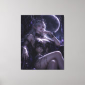 月光のエルフ女王 ダークファンタジーの肖像画 キャンバスプリント (正面)