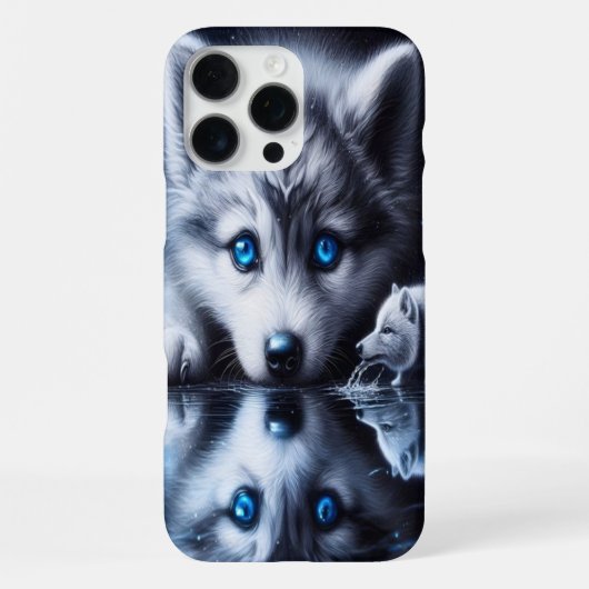 月光のオオカミ自然アート iPhoneケース (裏面)