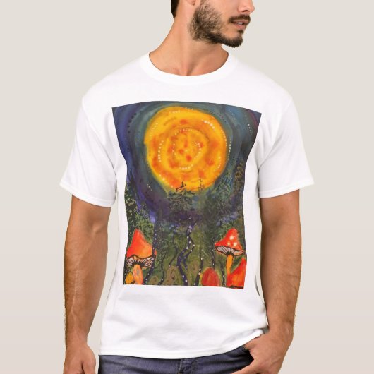 月光のキノコ メンズTシャツ Tシャツ (正面)