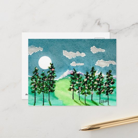 月光のクリスマスツリー シーズンポストカード (正面/裏面インサイチュ)