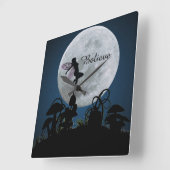 月光のダンスは妖精の時計を信じます スクエア壁時計 (傾斜)