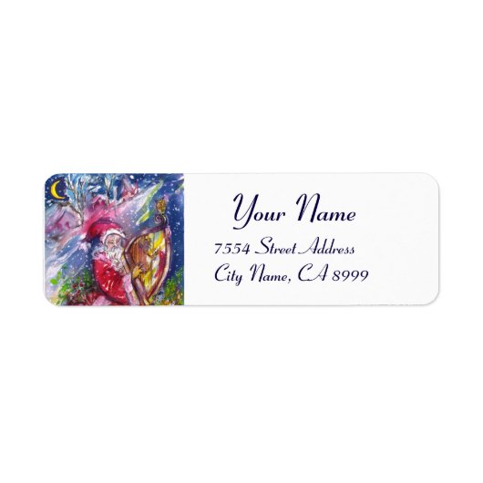 月光のハープを演奏しているサンタクロース ラベル (正面)