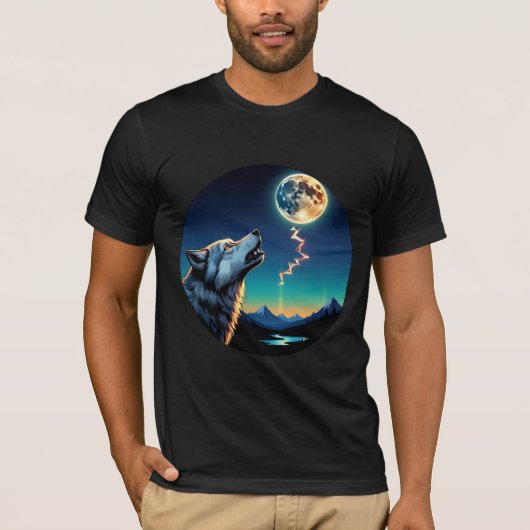 月光のパワーを持つ天空の狼 Tシャツ (正面)