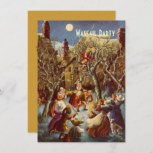 月光のパーティーのWassailの休暇の季節の招待状 招待状 (正面/裏面)