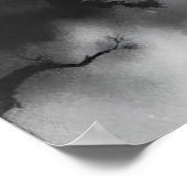 月光のピーク：満月と山の木炭アート ポスター (角)