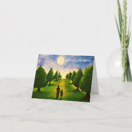 月光のモダン夕べと木の歩くとパパ カード