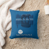 月光のヴィンテージ旅行のくまの歩く クッション (ブランケット)