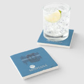 月光のヴィンテージ旅行のくまの歩く ストーンコースター (横)