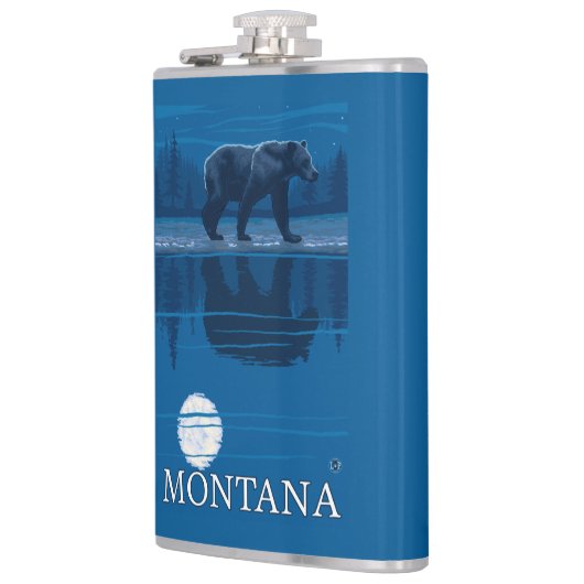 月光のヴィンテージ旅行のくまの歩く フラスク (左)