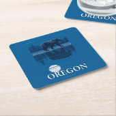 月光のヴィンテージ旅行ポスターのくま スクエアペーパーコースター (アングル)