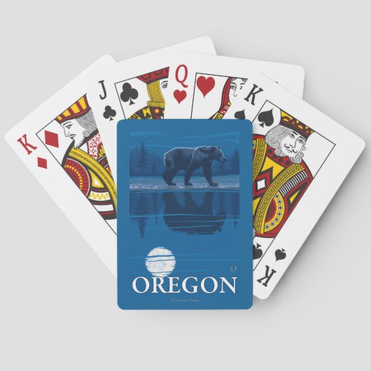 月光のヴィンテージ旅行ポスターのくま トランプ (裏面)