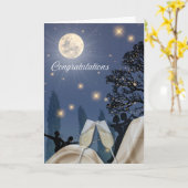 月光の下でのお祝い 折りたたみグリーティングカード カード (黄色い花)