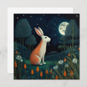 月光の下のオレンジと白のウサギ (正面/裏面)