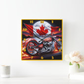 月光の下のカナダのオートバイ スクエア壁時計 (ホーム)