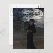 月光の下の不気味な黒い妖精 ポストカード (正面/裏面)