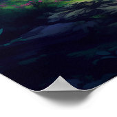 月光の下の平和な川 – ファンタジーアート ポスター (角)