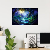 月光の下の平和な川 – ファンタジーアート ポスター (ホームオフィス)