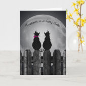 月光の下の愛らしい猫のペア カード (黄色い花)