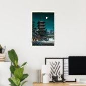 月光の下の浅草金龍山 ポスター (ホームオフィス)
