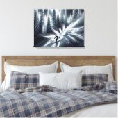 月光の下り坂スキーヤー キャンバスプリント (インサイチュ (寝室))