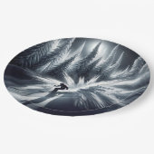 月光の下り坂スキーヤー ペーパープレート (アングル)