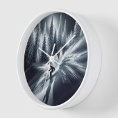 月光の下り坂スキーヤー 壁時計 (傾斜)