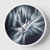 月光の下り坂スキーヤー 壁時計 (正面)