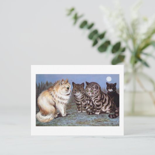 月光の中で出会う子猫たち、ルイス・ウェイン ポストカード (スタンド正面)