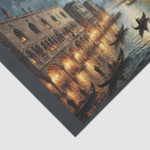 月光の中のイタリアのヴェネチア運河 薄葉紙 (詳細)