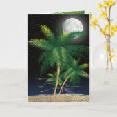 月光の中のクリスマスヤシの木 カード (黄色い花)