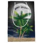 月光の中のクリスマスヤシの木 ミディアムペーパーバッグ (正面)