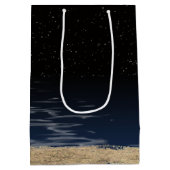 月光の中のクリスマスヤシの木 ミディアムペーパーバッグ (裏面)