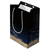 月光の中のクリスマスヤシの木 ミディアムペーパーバッグ (裏面アングル)