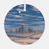 月光の中のファーラーの冬の風景: ガラスオーナメント (裏面)