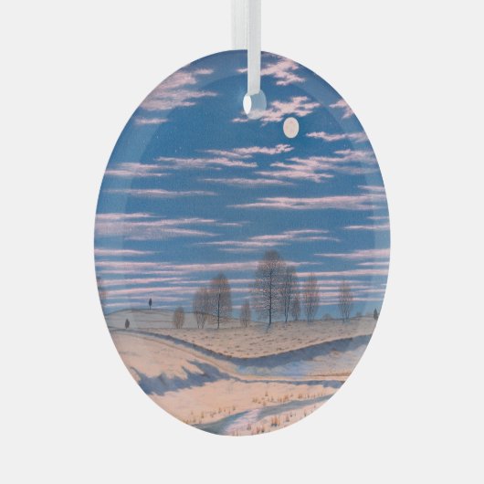 月光の中のファーラーの冬の風景: ガラスオーナメント (正面右)
